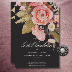 Convites Black Moody Blush Blooms Bridal Lunchee