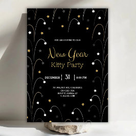 Convites Black New Year invitation card with gold