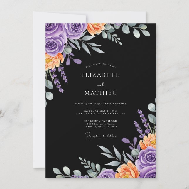 Convites Black Opulent Autumnal Wedding (Frente)