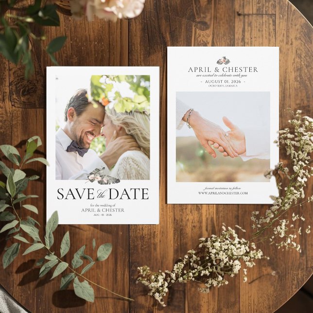 Convites Black Palm Photo Salvar a Data (Modern Save The Date Card)