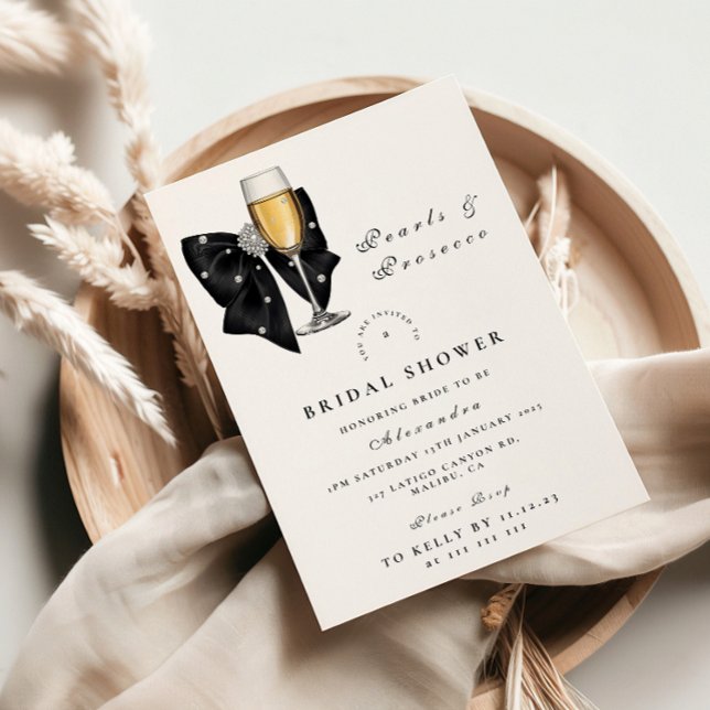 Convites Black Pearl Bow Bridal Shower (Criador carregado)