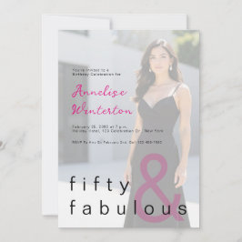 Convites Black Pink 50 and Fabulous 50th Birthday Party