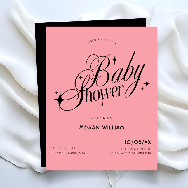 Convites Black Pink baby shower (Criador carregado)