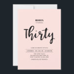 Convites Black & Pink | Festa de Aniversário de 30 anos Sim<br><div class="desc">Celebre seu dia especial com este convite de aniversário de 30 anos simples e elegante. Este design apresenta uma escrita à mão chic com um layout limpo em um fundo rosa. Mais designs disponíveis na minha loja BaraBomDesign.</div>