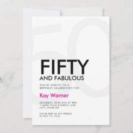 Convites Black Pink Fifty and Fabulous 50th Birthday