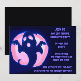 Convites Black Purple Ghost Spooky Festa Fantasma de Hallow
