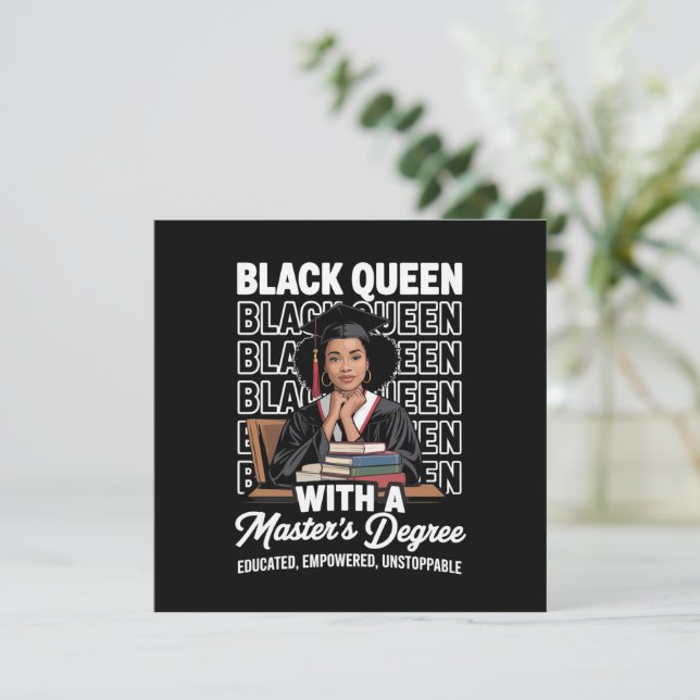 Convites Black Queen Masters Degree Graduation Educated  (Em pé/Frente)
