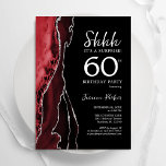 Convites Black Red Agate Surpresa 60º aniversário<br><div class="desc">Preto vermelho e branco agata surpresa 60º convite de aniversário. Elegante design moderno com aquarela agate marble geode background,  faux glitter prata e tipografia. Trendy convida o cartão perfeito para uma comemoração de dia das mulheres na moda. Impressos convites Zazzle ou modelo de impressão digital instantânea para download.</div>