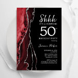 Convites Black Red Agate Surprise 50th Birthday<br><div class="desc">Preto vermelho e branco agata surpresa 50º convite de aniversário. Elegante design moderno com aquarela agate marble geode background,  faux glitter prata e tipografia. Trendy convida o cartão perfeito para uma comemoração de dia das mulheres na moda. Impressos convites Zazzle ou modelo de impressão digital instantânea para download.</div>