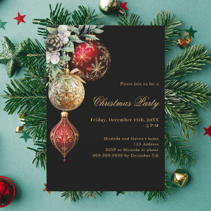 Convites Black Red Gold Festa de Natal