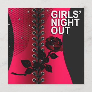 Convites Black Rosa Corset Girls Night Out coral