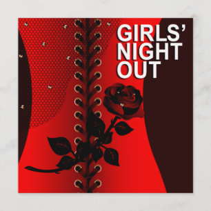 Convites Black Rose Corset Garotas Saem à Noite   vermelho