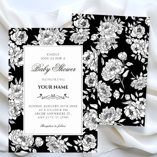 Convites Black roses baby shower invitation