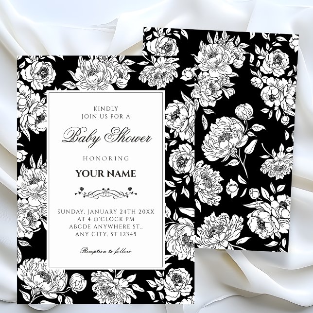 Convites Black roses baby shower invitation (Criador carregado)