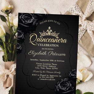 Convites Black Roses Quadro Quinceañera