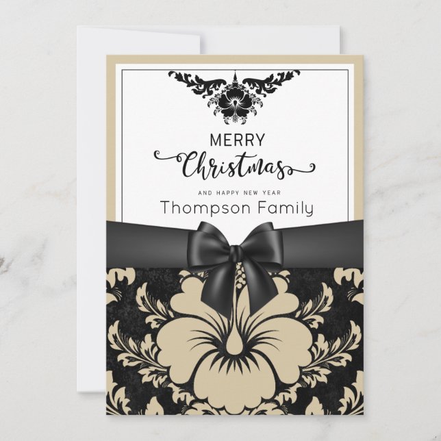 Convites Black script feliz Natal feliz ano novo (Frente)