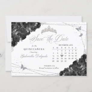 Convites Black & Silver Quinceañera Salve A Data