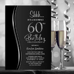Convites Black Silver Surprise 60th Birthday<br><div class="desc">Convide seus amigos e entes queridos com esta moderna surpresa negra e prateada 60º convite de aniversário. A área de texto personalizável neste modelo de convite permite que você inclua facilmente todos os detalhes necessários para sua celebração especial de aniversário, incluindo as informações de data, hora, local e RSVP. Uma...</div>
