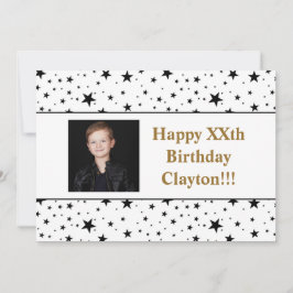 Convites Black Stars with Message Photo Birthday