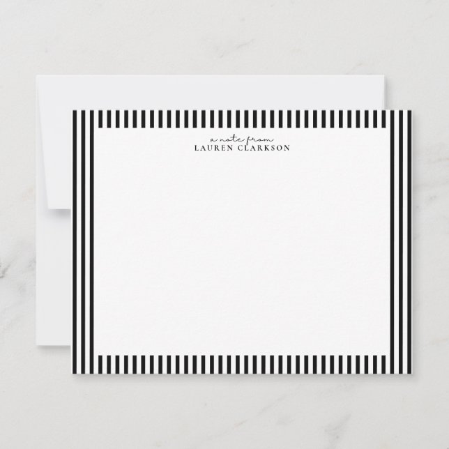 Convites Black Stripe Border Note Card (Frente)