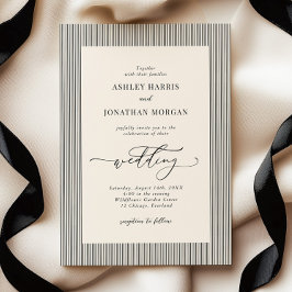 Convites Black Stripes Old Money Wedding Invitation