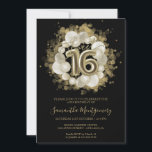 Convites Black Sweet 16 Balões Dourados De Aquarela<br><div class="desc">Diga aos seus amigos que marquem seus calendários para o seu dia especial com estes belos e empoeirados convites do Sweet 16. Cada convite apresenta um design festivo com belos balões, perfeito para se preparar para um dia de diversão e celebração. Quer você pretenda hospedar uma grande festa ou uma...</div>