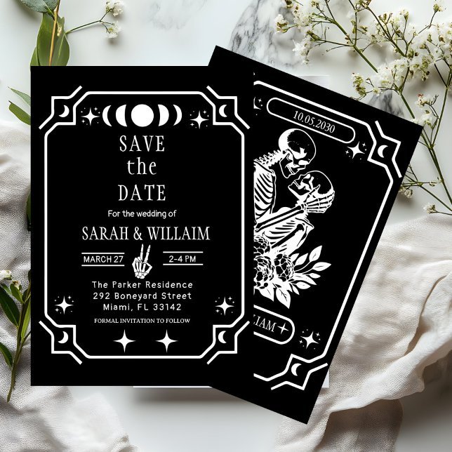 Convites black tarot Goth save the date wedding Invitation (Criador carregado)