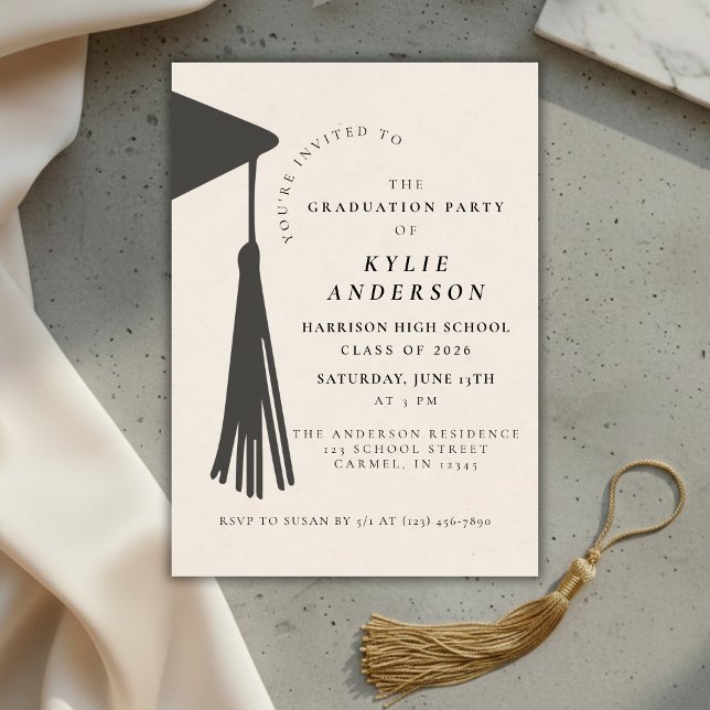 Convites Black Tassel High School Graduation Party (Black Tassel High School Graduation Party Invitation)