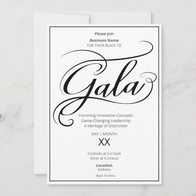Convites Black Tie Business Gala Invitation (Frente)