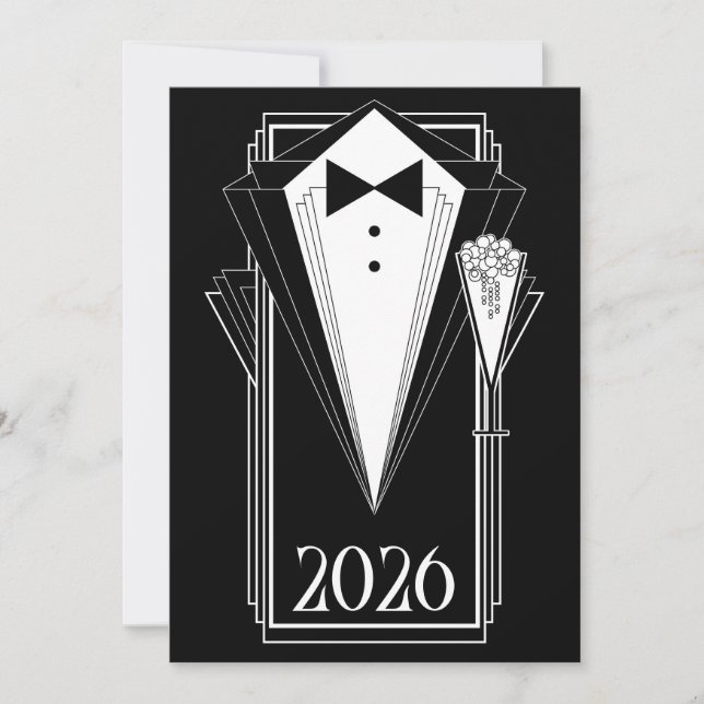 Convites Black Tie Champagne (Frente)