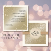 Black Tie Elegance, Champagne Cream Wedes Cards