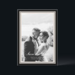 Convites Black Tie Wedding Photo Save the Date Card<br><div class="desc">Black Tie Wedding photo save the date designed for a chic and timeless luxury celebration. This elegant black classic photo card reflects the quiet luxury and old money aesthetic loved by sophisticated brides planning formal estate or evening weddings. Perfect for announcing your date with a stylish engagement photo. Pair with...</div>
