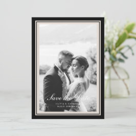 Convites Black Tie Wedding Photo Save the Date Card