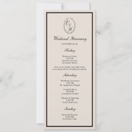 Convites Black Tie Wedding Weekend Timeline Card