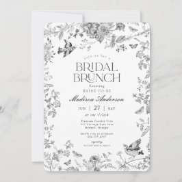Convites Black Toile De Jouy Floral Vintage Brunch Nupcial