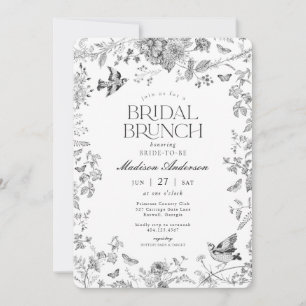 Convites Black Toile De Jouy Floral Vintage Brunch Nupcial