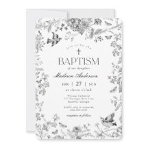 Black Toile De Jouy Vintage Floral Baptism
