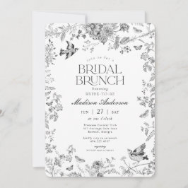 Convites Black Toile De Jouy Vintage Floral Bridal Brunch