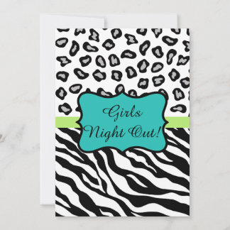 Convites Black Turquoise Zebra Leopard Skype Girls Night Ou