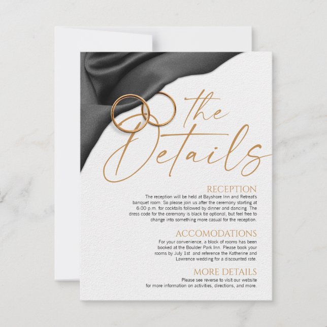 Convites Black Velvet Wedding Details Card (Frente)