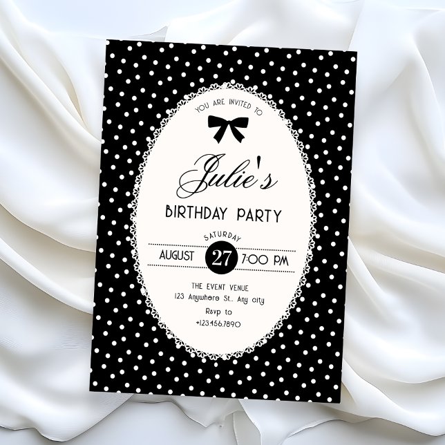 Convites Black vintage birthday (Criador carregado)