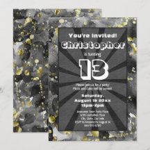 Black Watercolor Art Teen Boys Festa de aniversári