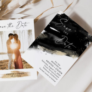Convites Black Watercolor Guarda A Data