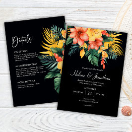 Convites Black Watercolor Tropical All In One Wedding (Cobr