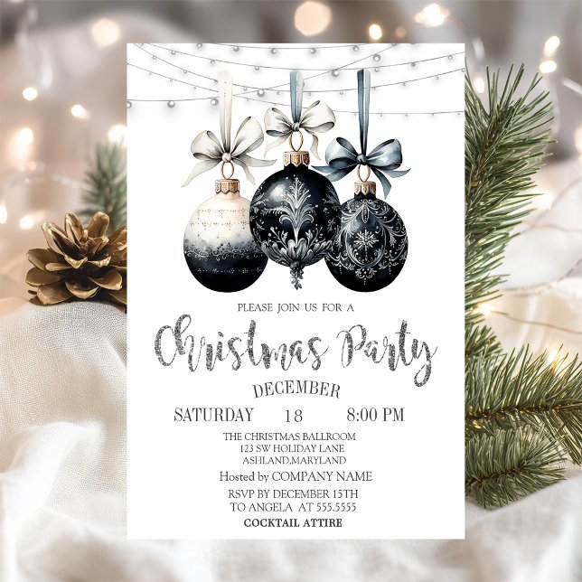 Convites Black White Balls,Lights,Buffalo Xadrez Natal (Criador carregado)