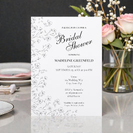 Convites Black & White Cherry Blossoms Floral Bridal Shower