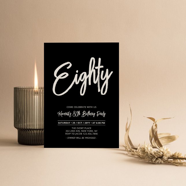Convites Black & White | Chic Eighty Festa de 80 Anos (Criador carregado)
