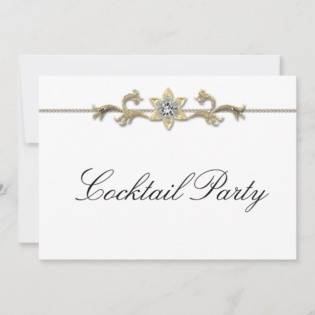 Convites Black White Diamond Black White Coctail Party (Frente)