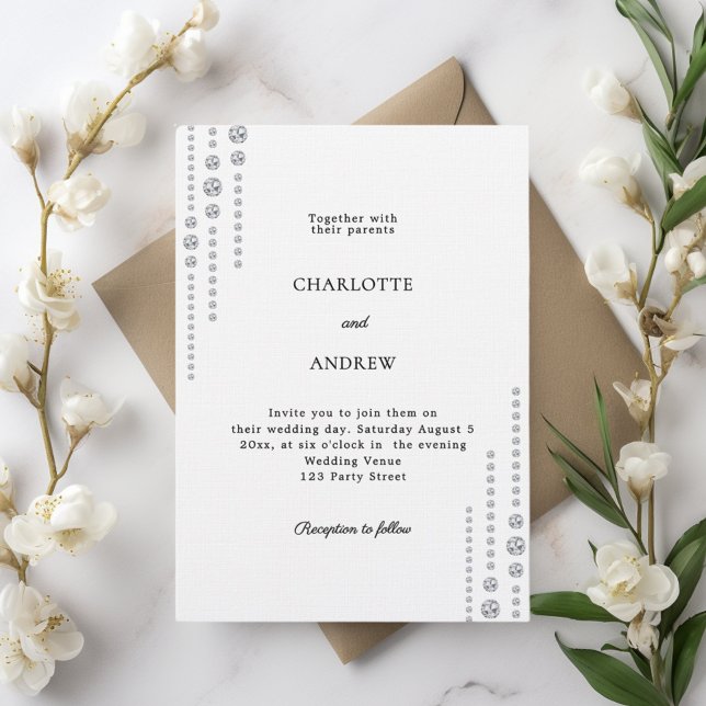 Convites Black white diamonds luxury wedding (Criador carregado)