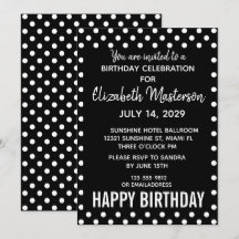 Black White Dots Happy Birthday Patterno